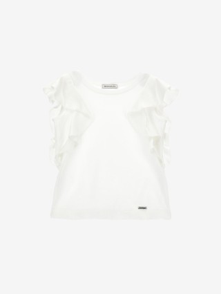 Молочная майка MONNALISA с рюшами: фото - Invogue