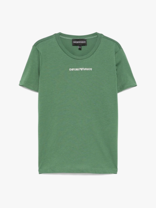Зеленая футболка EMPORIO ARMANI KIDS с логотипом : фото - Invogue