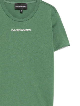 Зеленая футболка EMPORIO ARMANI KIDS с логотипом : фото 2 - Invogue