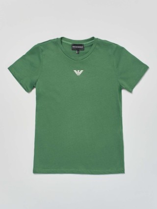Зеленая футболка EMPORIO ARMANI KIDS с логотипом : фото - Invogue