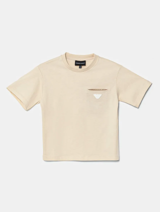 Бежева футболка EMPORIO ARMANI KIDS з бавовни: фото - Invogue