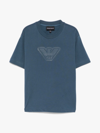 Синя футболка EMPORIO ARMANI KIDS з логотипом: фото - Invogue