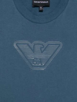 Синя футболка EMPORIO ARMANI KIDS з логотипом: фото 2 - Invogue