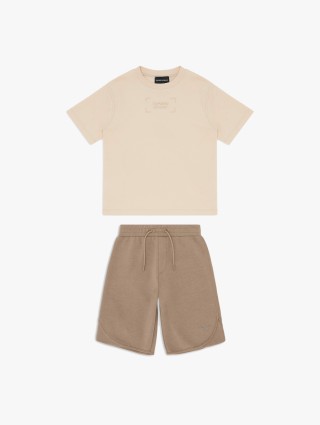 Бежевый комплект EMPORIO ARMANI KIDS из хлопка: фото - Invogue