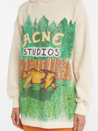 Бежевое худи Acne Studios с принтом: фото 3 - Invogue