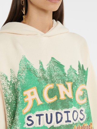 Бежевое худи Acne Studios с принтом: фото 4 - Invogue