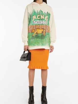 Бежевое худи Acne Studios с принтом: фото 1 - Invogue