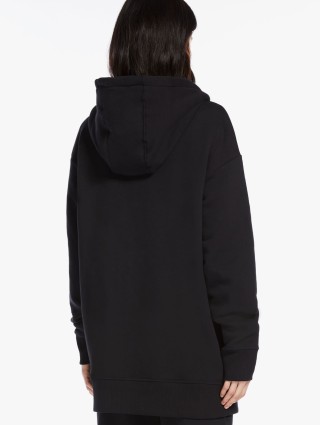 Черная длинная толстовка Max Mara с капюшоном на шнурке: фото 2 - Invogue