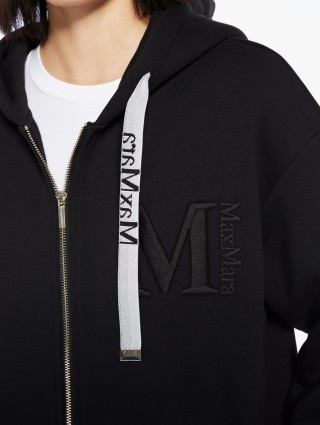 Черная длинная толстовка Max Mara с капюшоном на шнурке: фото 3 - Invogue