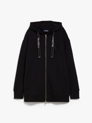 Черная длинная толстовка Max Mara с капюшоном на шнурке: фото - Invogue
