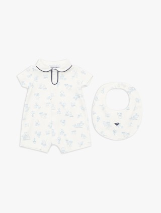 Комплект EMPORIO ARMANI KIDS из комбинезона и слюнявчика: фото - Invogue