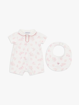 Комплект EMPORIO ARMANI KIDS из комбинезона и слюнявчика: фото - Invogue