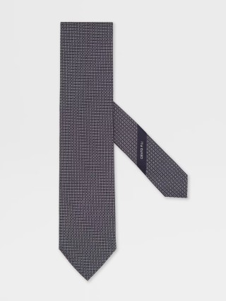 Темно-синя краватка Zegna з шовку в мікропринт: фото - Invogue