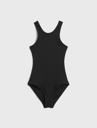 Чорний купальник Totême в рубчик: фото - Invogue