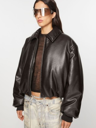 Коричневая куртка-бомбер Acne Studios свободного кроя: фото 2 - Invogue