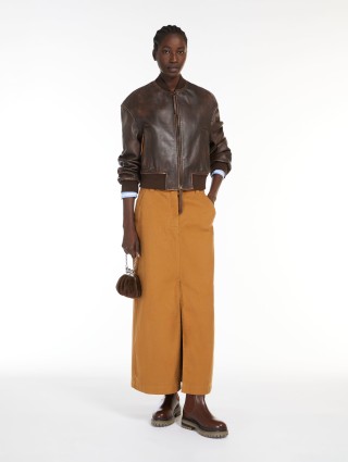 Темно-коричневый бомбер WEEKEND MAX MARA из кожи наппа: фото 4 - Invogue