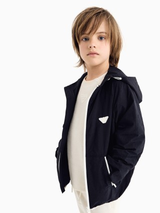 Темно-синяя куртка Emporio Armani с капюшоном: фото 1 - Invogue