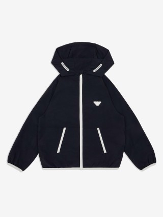 Темно-синяя куртка Emporio Armani с капюшоном: фото - Invogue