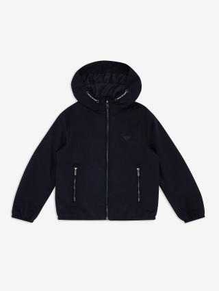 Темно-синяя куртка Emporio Armani с капюшоном: фото - Invogue