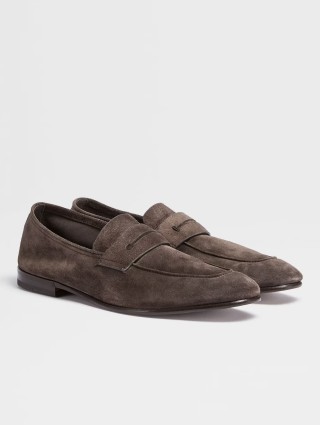 Коричневые лоферы ZEGNA из кожи: фото 2 - Invogue
