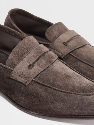 Коричневые лоферы ZEGNA из кожи: фото 4 - Invogue