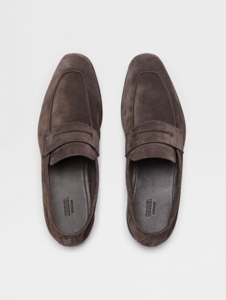 Коричневые лоферы ZEGNA из кожи: фото 3 - Invogue