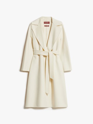 Молочное пальто MAX MARA из шерсти, шелка и кашемира: фото - Invogue