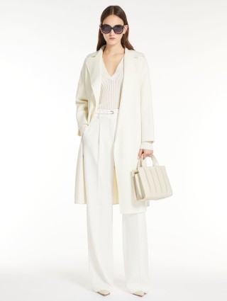 Молочное пальто MAX MARA из шерсти, шелка и кашемира: фото 3 - Invogue