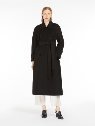Черный тренч Max Mara из шерсти: фото 3 - Invogue