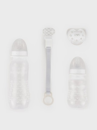 Білий набір Emporio Armani з пляшечок і пустушки: фото 1 - Invogue