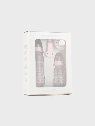 Рожевий набір Emporio Armani з пляшечок і пустушки: фото - Invogue