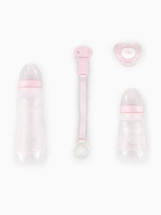 Рожевий набір Emporio Armani з пляшечок і пустушки: фото 1 - Invogue