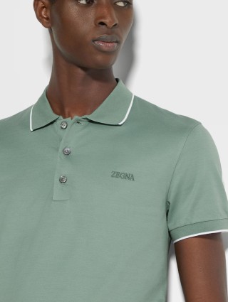 Зеленое поло ZEGNA с логотипом: фото 3 - Invogue