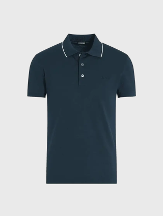 Темно-зеленое поло ZEGNA из эластичного хлопка: фото - Invogue
