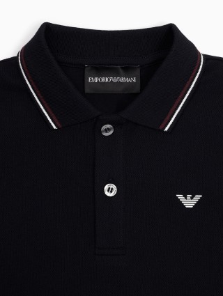 Темно-синє поло Emporio Armani зі смужками: фото 2 - Invogue