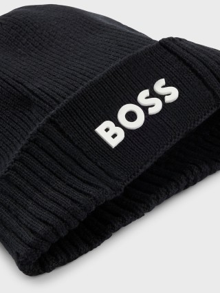 Черная шапка BOSS из натуральной шерсти: фото 4 - Invogue