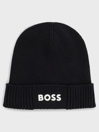 Черная шапка BOSS из натуральной шерсти: фото - Invogue