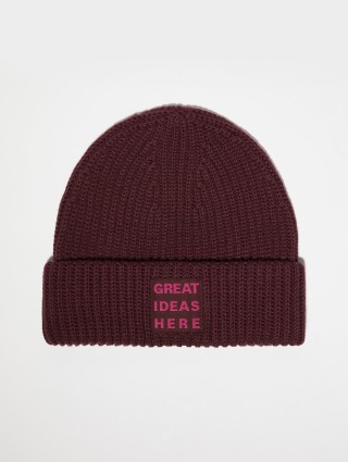 Бордовая шапка MAX&CO из смеси хлопка и шерсти: фото - Invogue