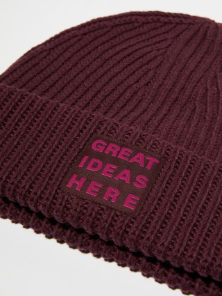 Бордовая шапка MAX&CO из смеси хлопка и шерсти: фото 3 - Invogue