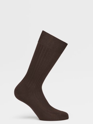 Коричневые носки Zegna из хлопкового джерси: фото 1 - Invogue