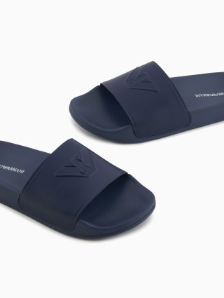 Темно-сині шльопанці Emporio Armani з лого: фото 4 - Invogue