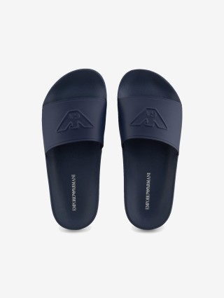 Темно-сині шльопанці Emporio Armani з лого: фото 2 - Invogue