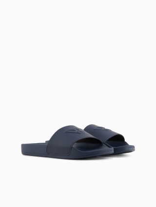 Темно-сині шльопанці Emporio Armani з лого: фото 1 - Invogue