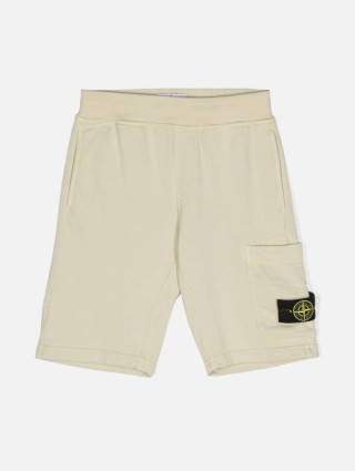Бежевые шорты STONE ISLAND из хлопка: фото - Invogue