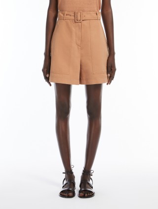 Бежевые бермуды Weekend Max Mara из хлопка и льна: фото 2 - Invogue