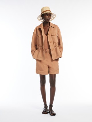 Бежевые бермуды Weekend Max Mara из хлопка и льна: фото 1 - Invogue