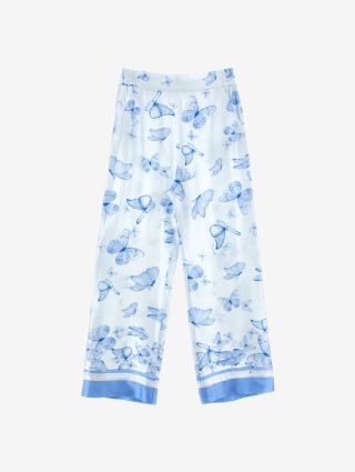 Блакитні штани MONNALISA з принтом з метеликами: фото - Invogue