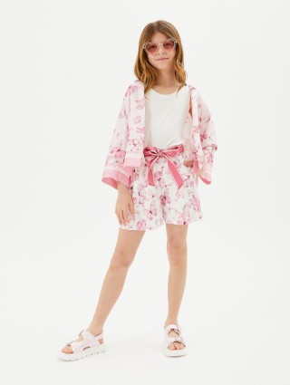 Кремовые шорты MONNALISA с принтом с бабочками: фото 1 - Invogue