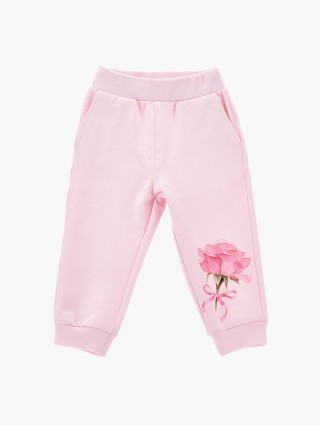 Розовые джоггеры MONNALISA с розой: фото - Invogue