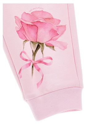 Розовые джоггеры MONNALISA с розой: фото 2 - Invogue